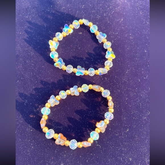 Handmade swarovski butterfly beads elastic bracelets - lot of 2 - Picture 6 of 11